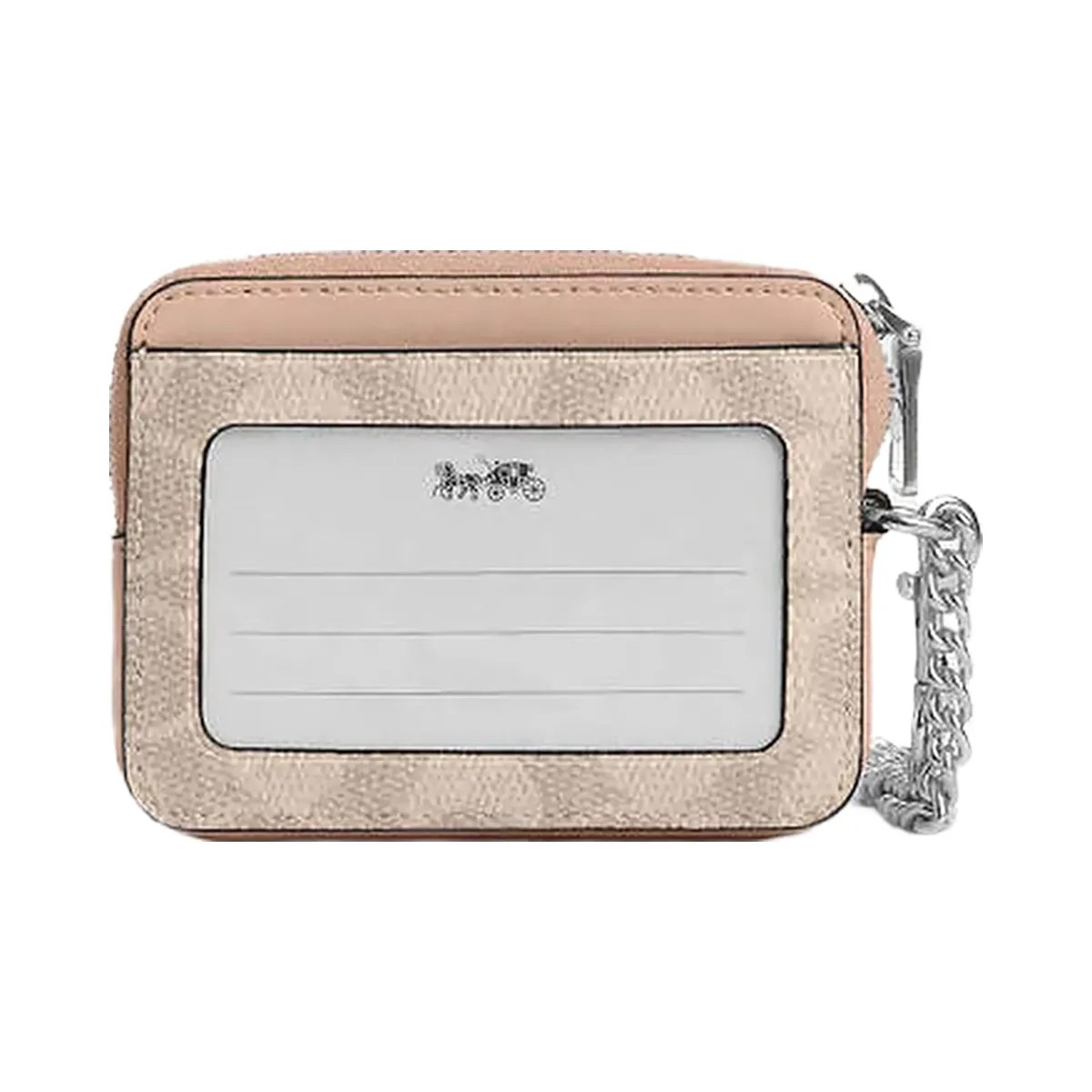 Coach Zip Card Case In Signature Canvas Signature Canvas-Silver-Sand-Taupe - HypeFly India View 1