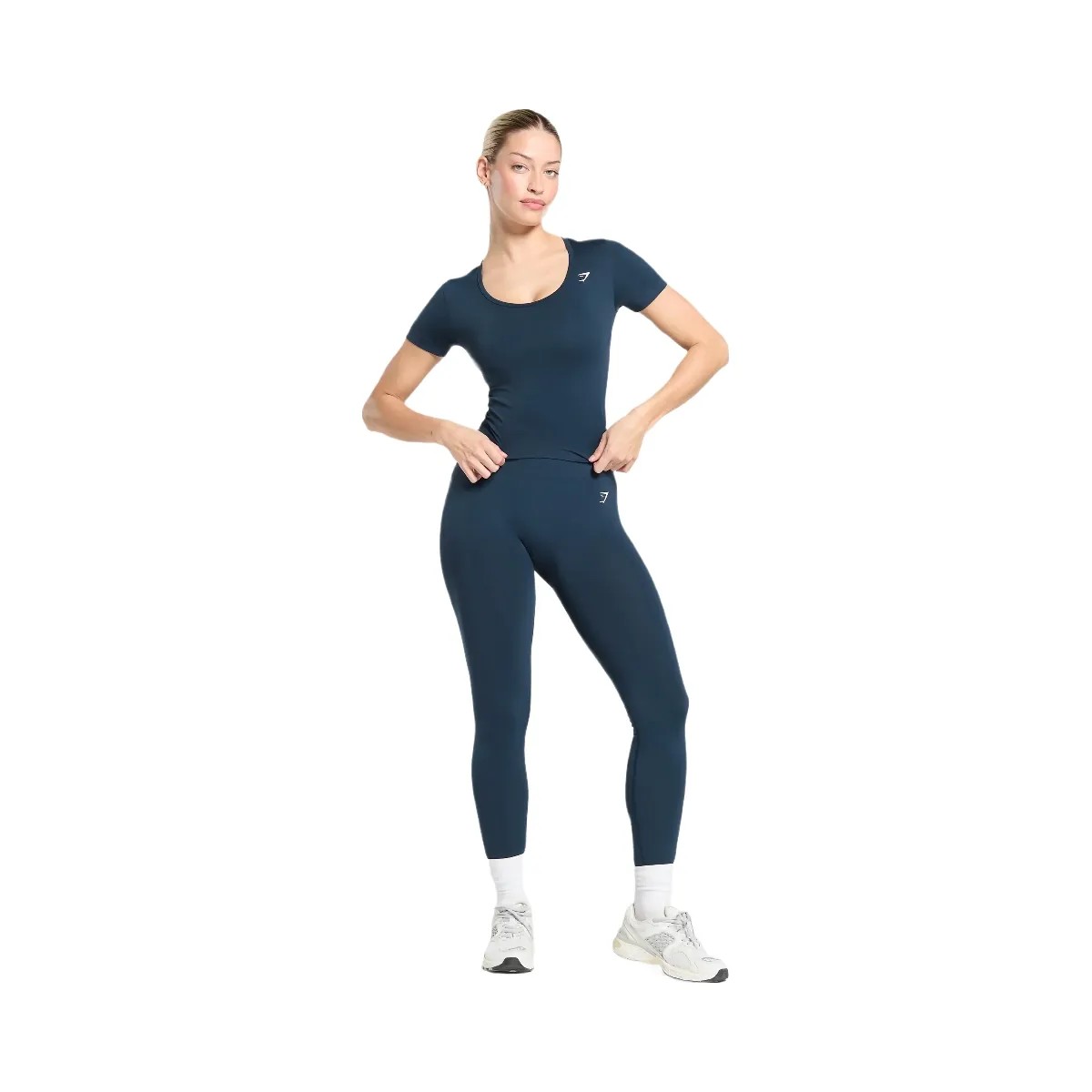 Gymshark Everyday Seamless Tight Fit Crew Neck Tee - Navy - HypeFly India View 4