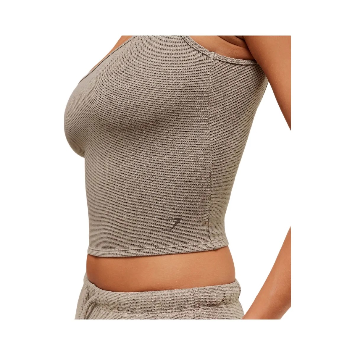 Gymshark Waffle Cropped Tank - Lifestyle Brown - HypeFly India View 5