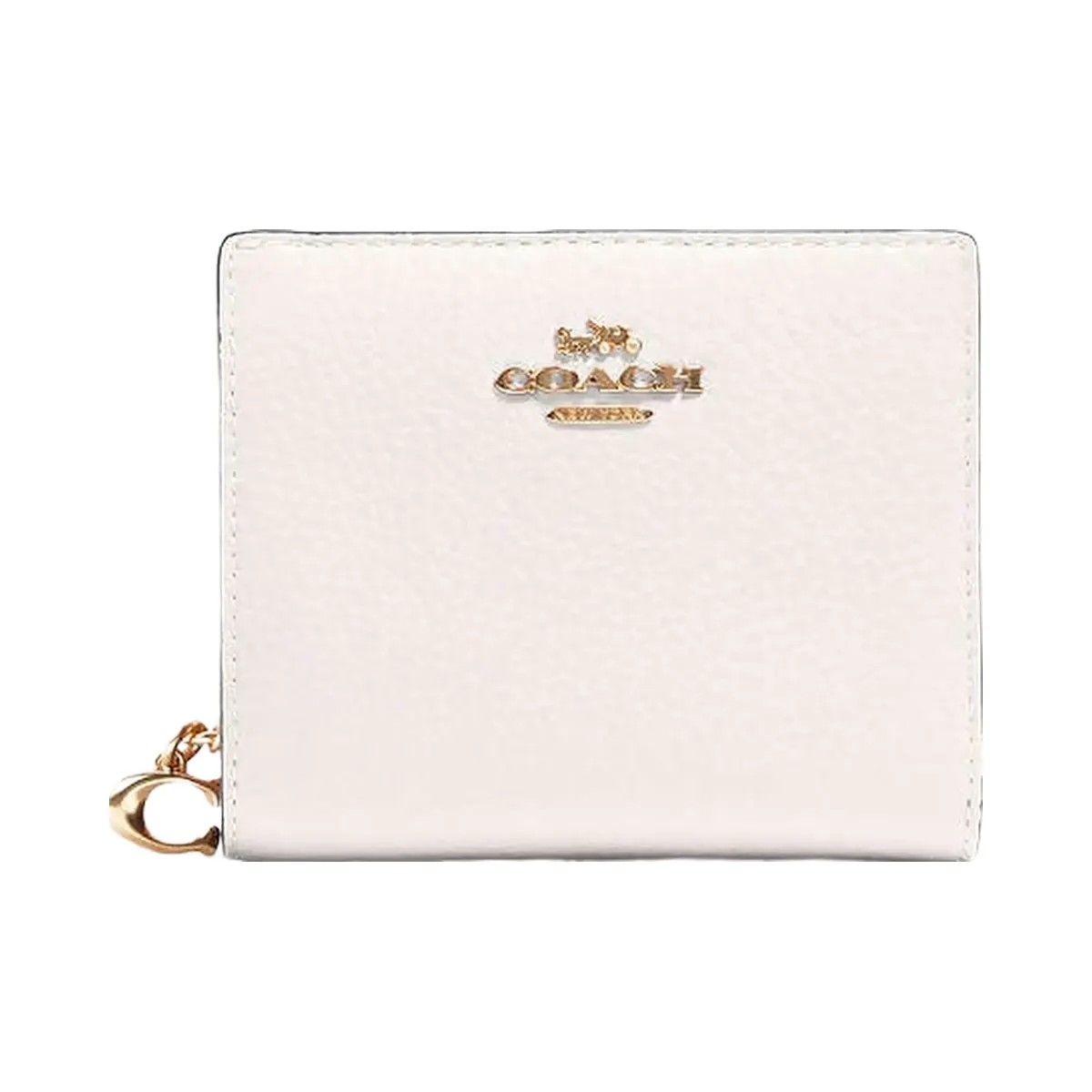 Coach Snap Wallet Pebbled Leather-Gold-Chalk - HypeFly India View 1