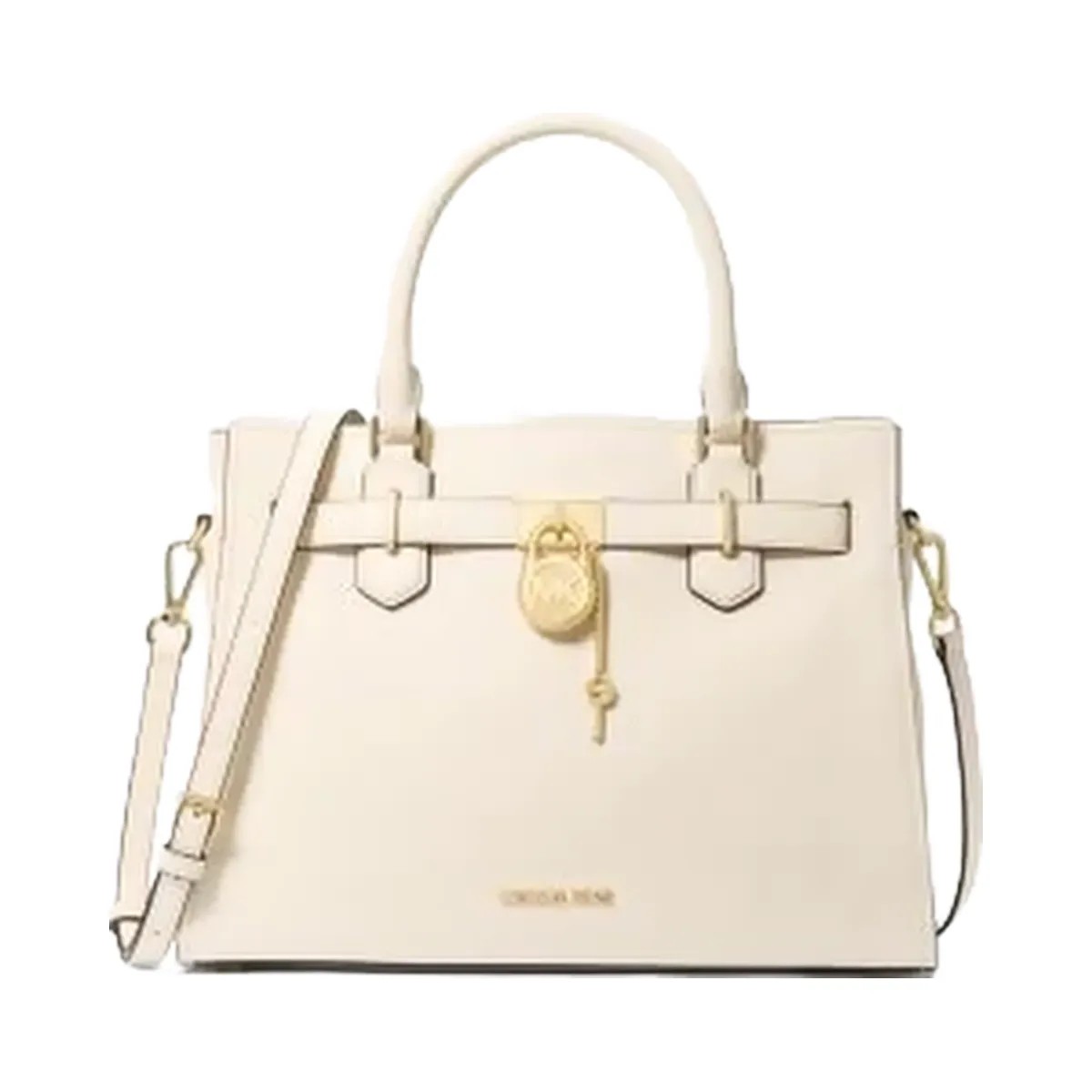 Michael Kors Hamilton Medium Leather Satchel Lt Cream - HypeFly India View 1