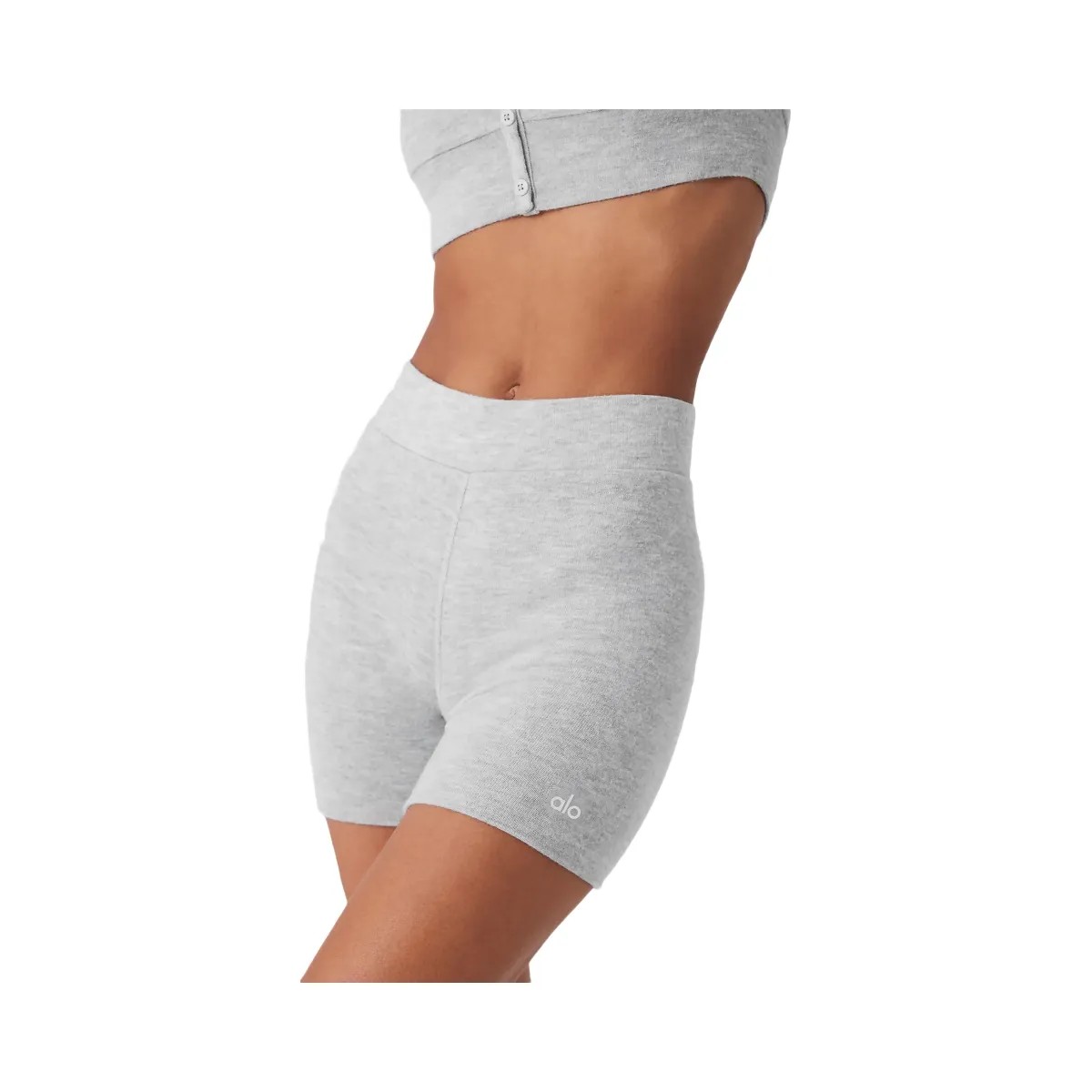Alo Women's Alolux High-Waist Me Time Short - Athletic Heather Grey - HypeFly India View 1