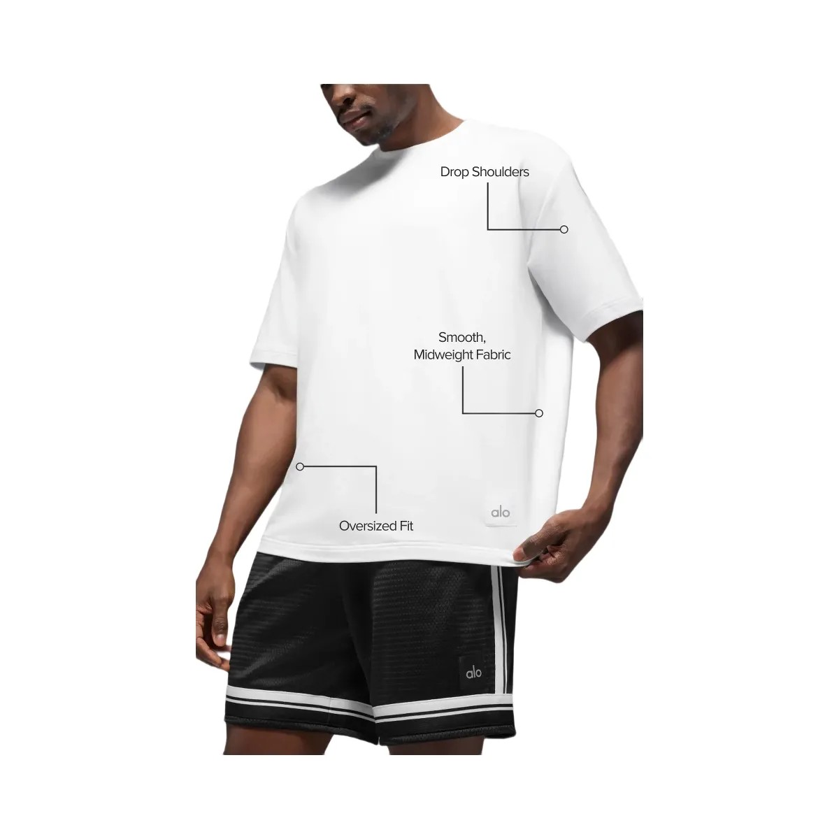 Alo Men's Double Take Short Sleeve - White - HypeFly India View 2