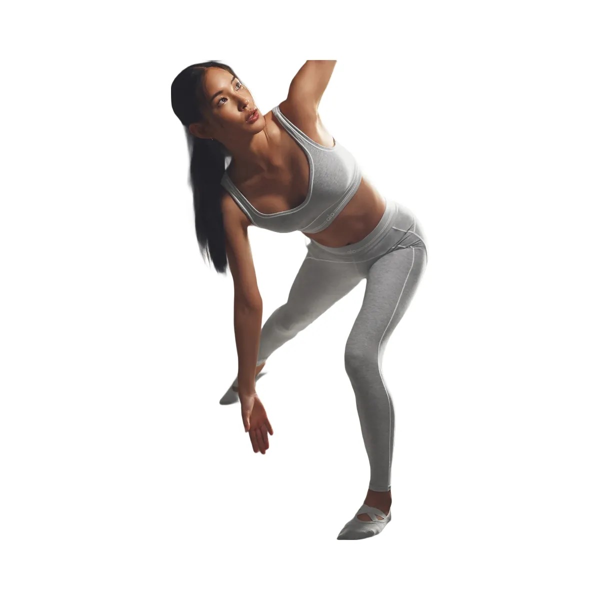 Alo Women's Alosoft High-Waist Heart Throb Legging - Athletic Heather Grey/White - HypeFly India View 2