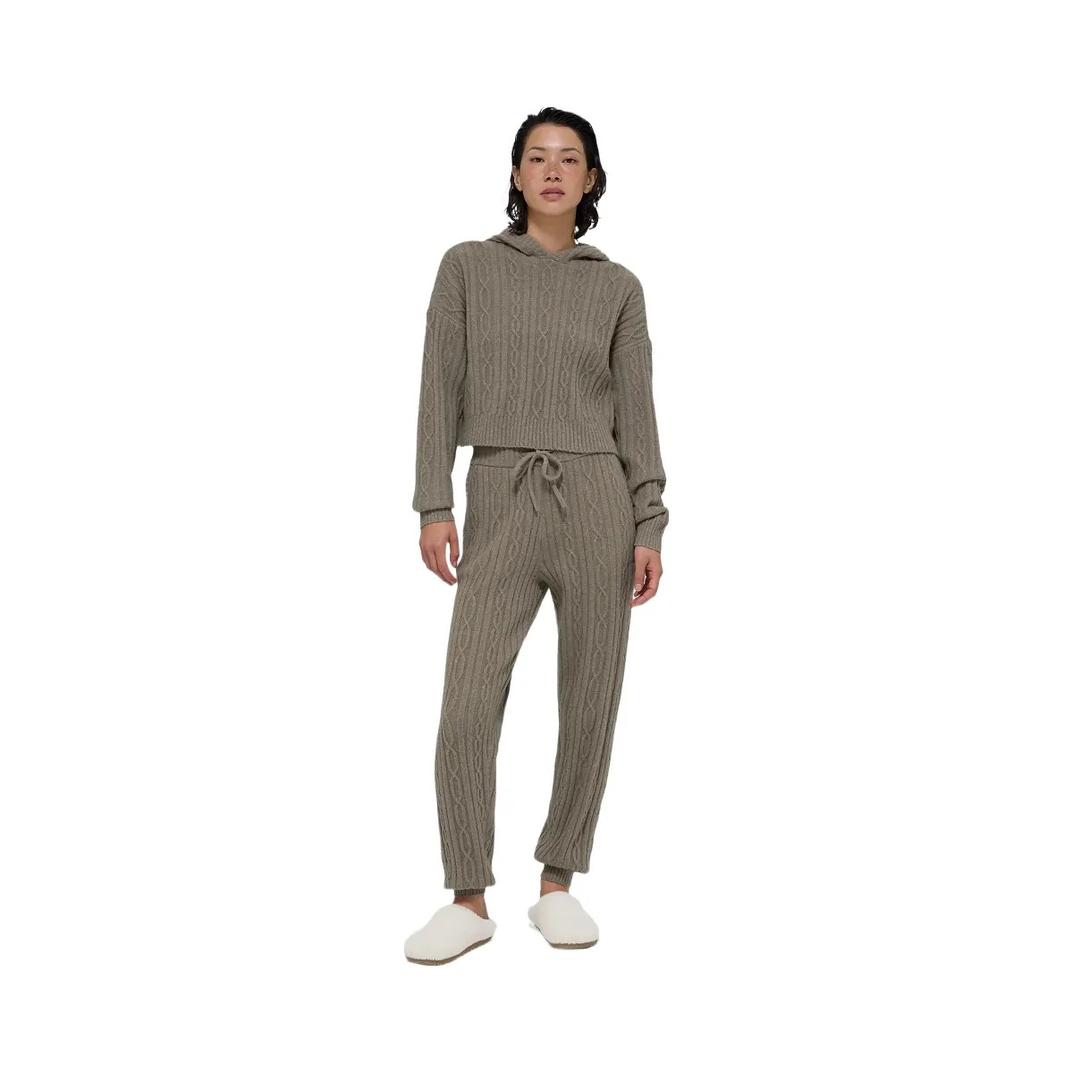 Alo Women's Cable Knit Winter Bliss Pant - Light Cocoa - HypeFly India View 4