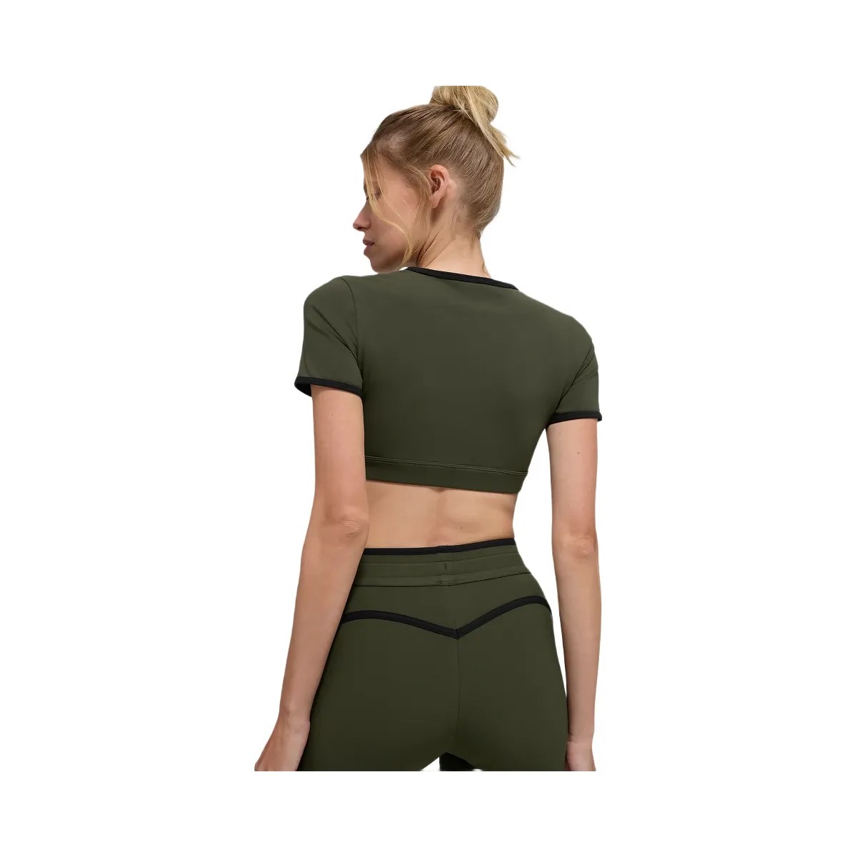 Alo Women's Airbrush Race Pace Short Sleeve - Green Olive/Black - HypeFly India View 3
