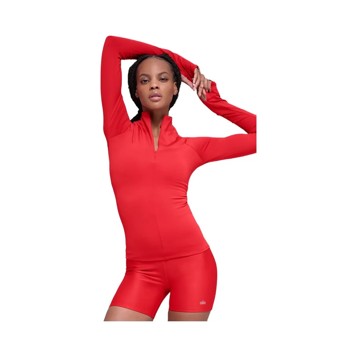 Alo Women's Airlift Winter Warm 1/4 Zip Long Sleeve - Bright Red - HypeFly India View 3