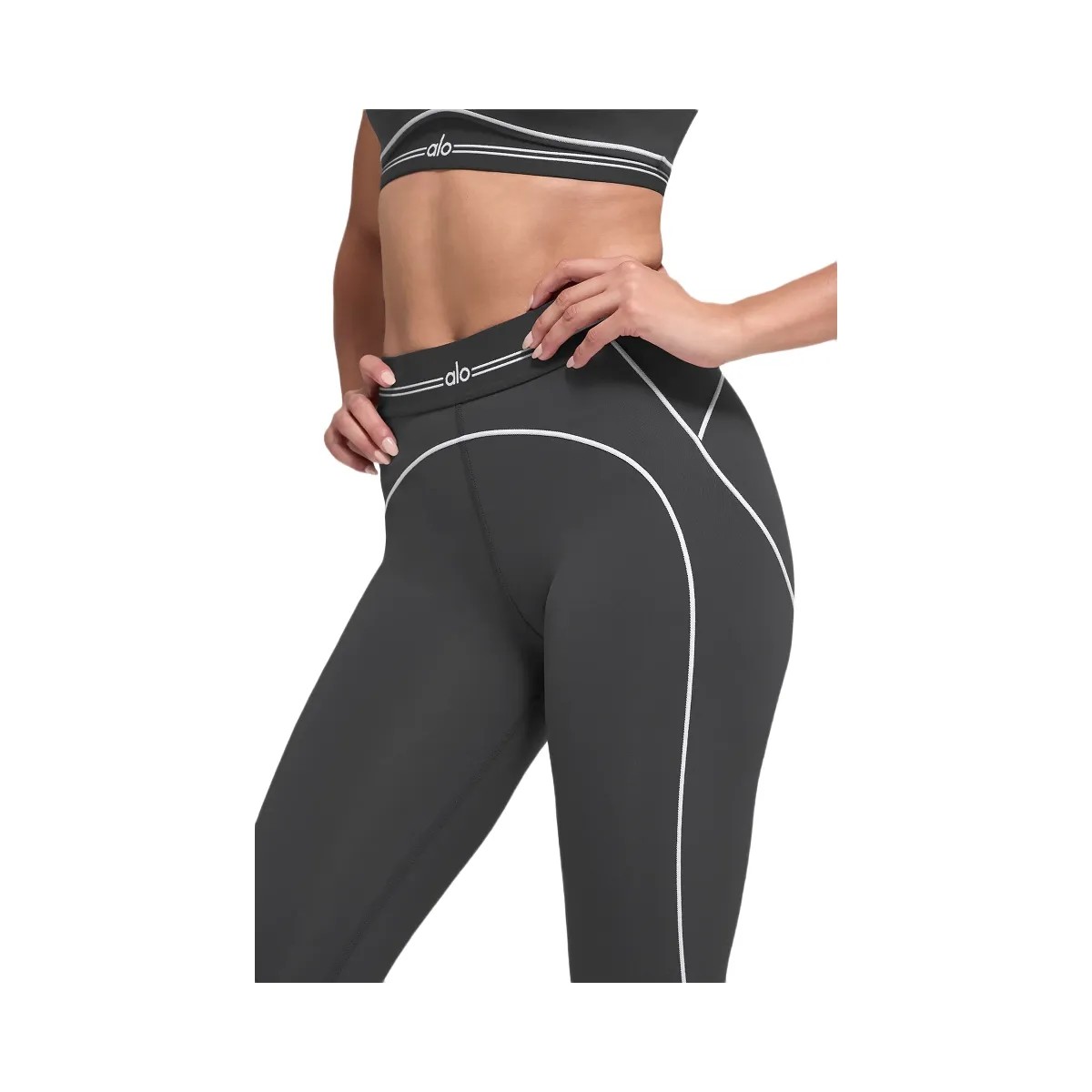 Alo Women's Airbrush High-Waist Heart Throb Legging - Anthracite/White - HypeFly India View 2