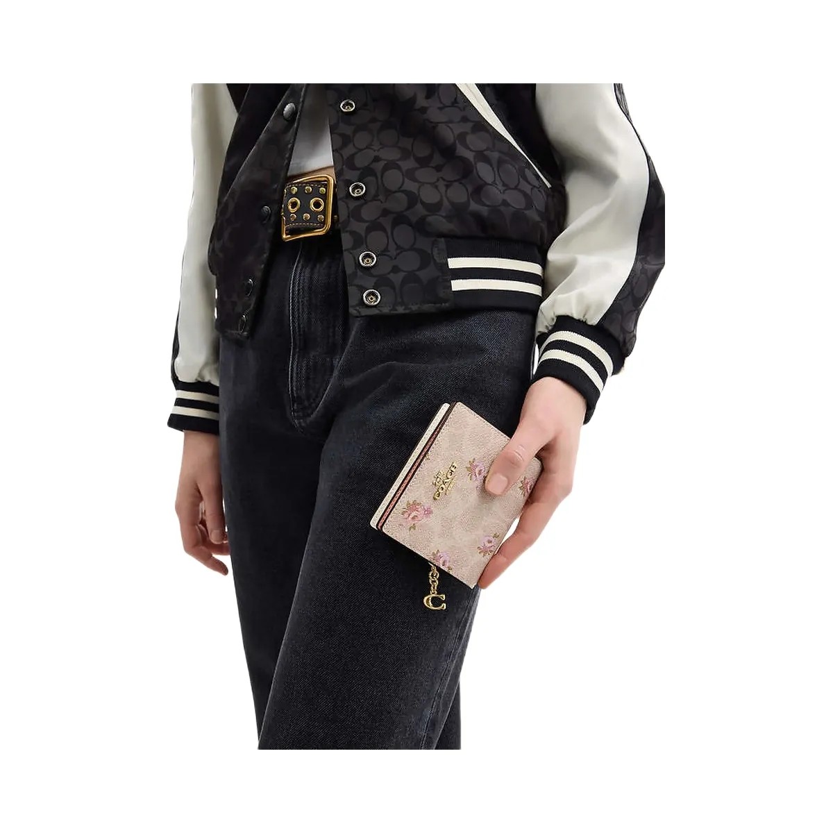 Coach Snap Wallet In Signature Canvas With Floral Print Gold-Sand Multi - HypeFly India View 1