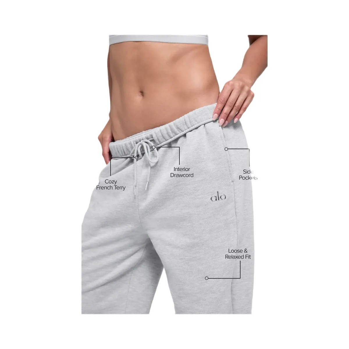 Alo Women's Accolade Straight Leg Sweatpant - Athletic Heather Grey - HypeFly India View 2