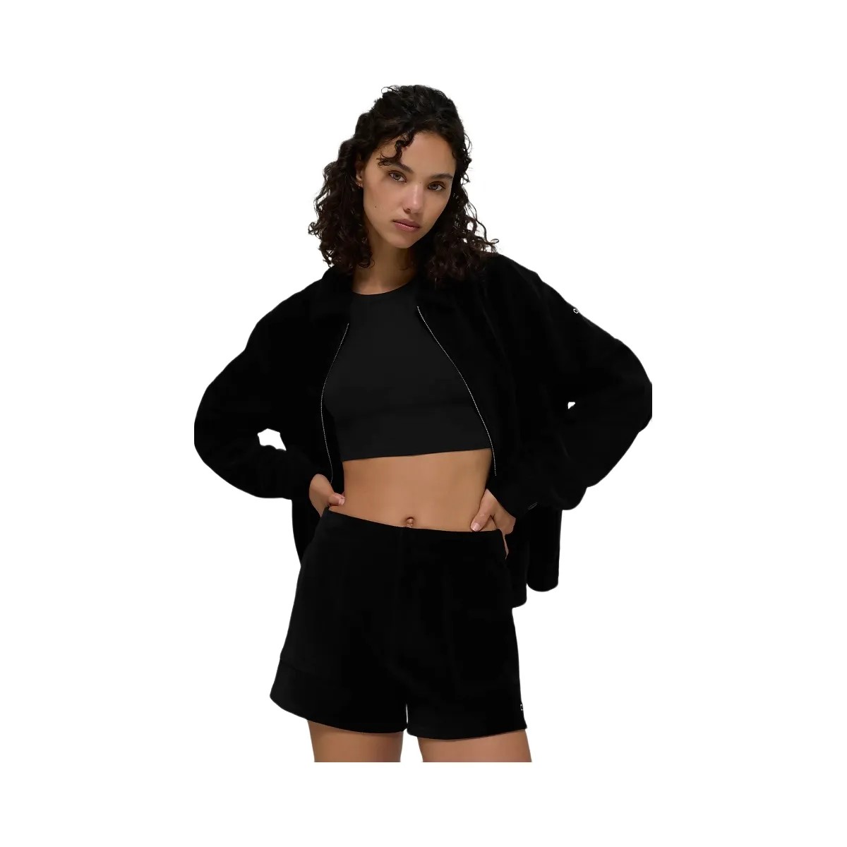 Alo Women's Micro Corduroy On Duty Short - Black - HypeFly India View 3