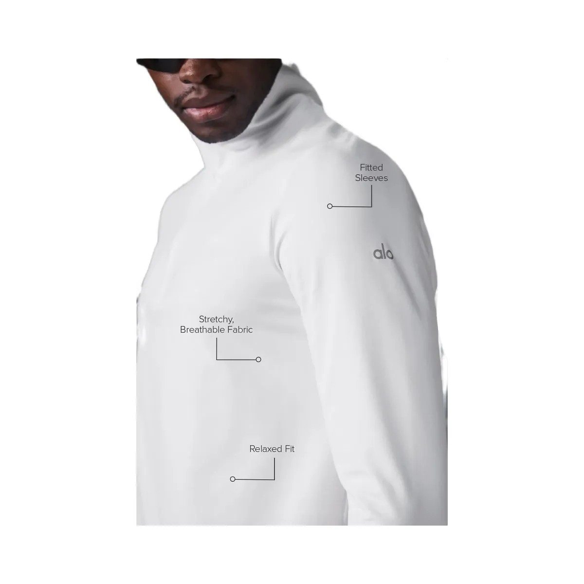 Alo Men's Conquer 1/4 Zip Reform Long Sleeve - White - HypeFly India View 2