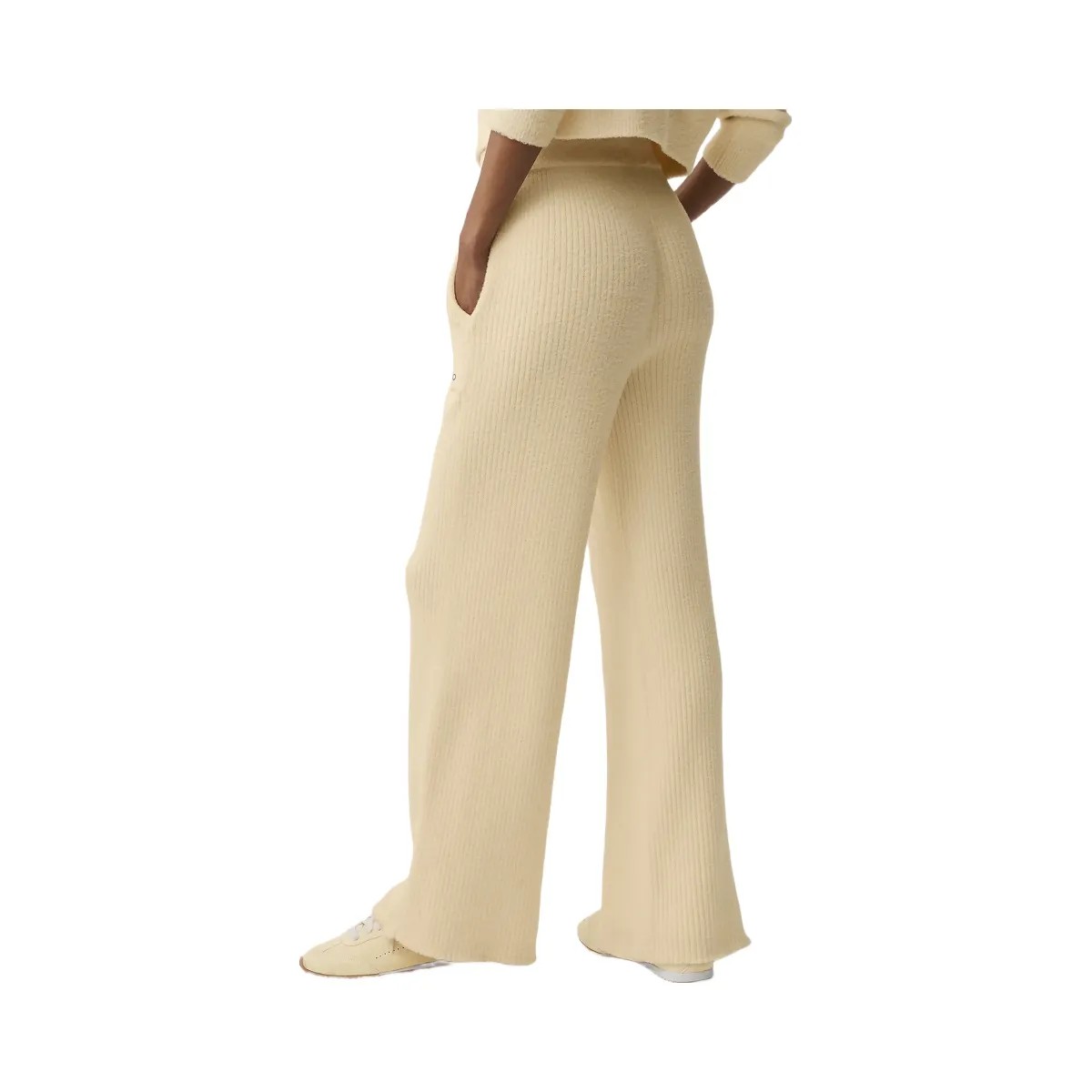 Alo Women's Snuggle Up Sweater High-Waist Wide Leg Pant - Candlelight Yellow - HypeFly India View 4