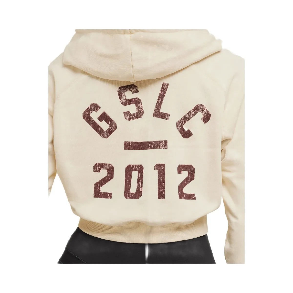 Gymshark Lifting Club 2012 Graphic Cropped Hoodie - Stone Beige/Wash - HypeFly India View 5