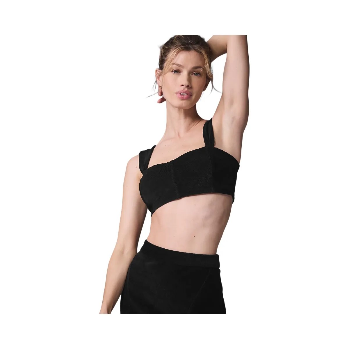 Alo Women's Micro Corduroy Winter Break Bra - Black - HypeFly India View 1