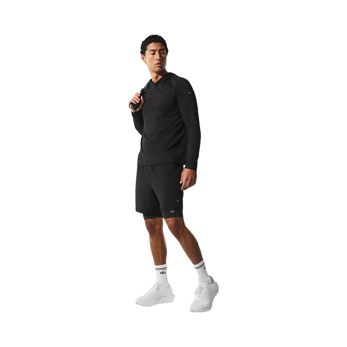 Alo Men's Conquer React 2-In-1 Performance Short - Black/Black - HypeFly India View 1
