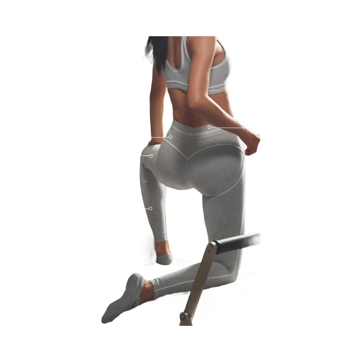 Alo Women's Alosoft High-Waist Heart Throb Legging - Athletic Heather Grey/White - HypeFly India View 3