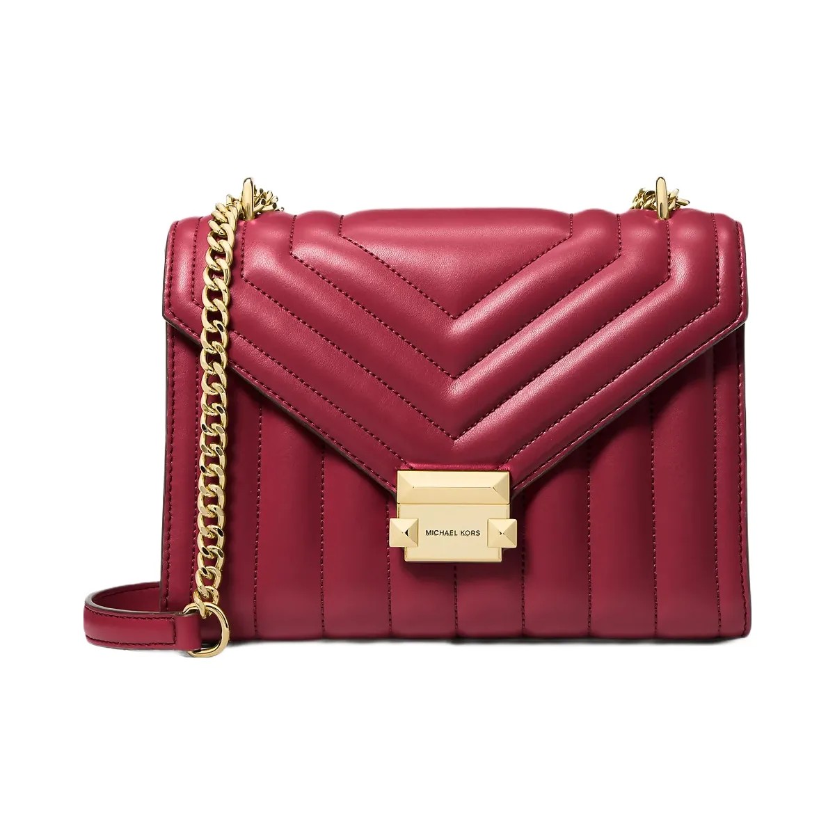 Michael Kors Whitney Medium Quilted Shoulder Bag Cherry - HypeFly India View 1