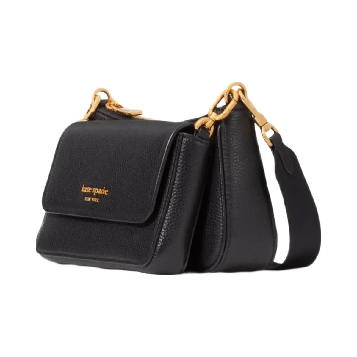 Kate Spade Double Up Pebbled Leather Crossbody Black - HypeFly India View 3