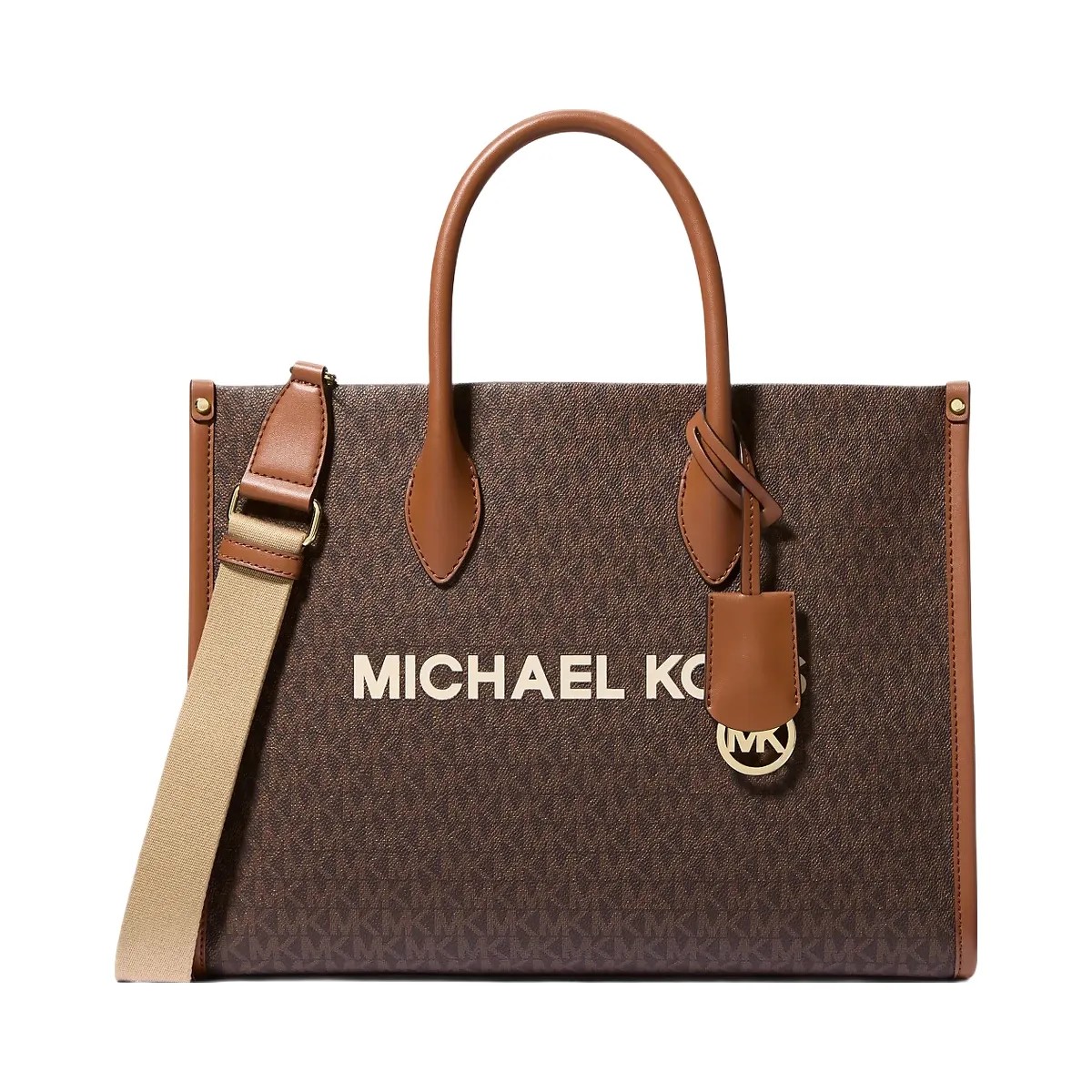 Michael Kors Mirella Medium Signature Logo Tote Bag Brown - HypeFly India View 1