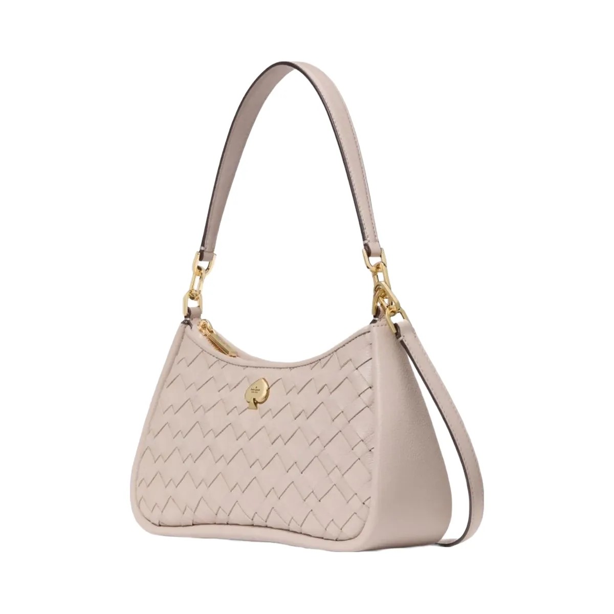 Kate Spade Kayla Woven Leather Small Convertible Shoulder Bag Cozy Grey - HypeFly India View 1