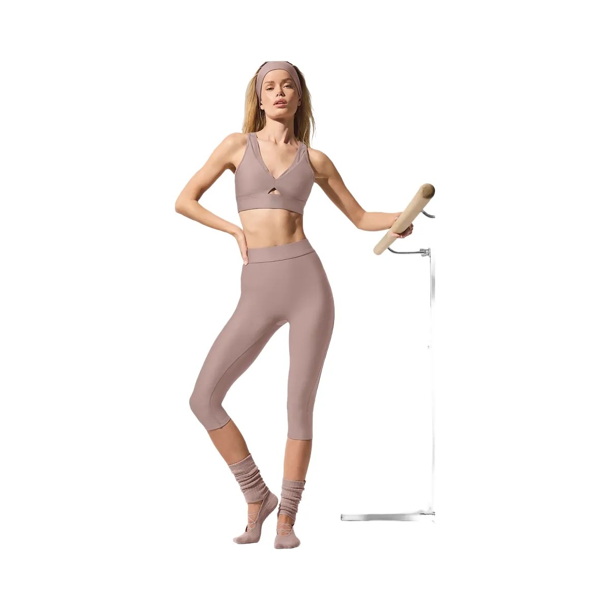 Alo Women's Airlift Mesh Just Right Bra - Taupe - HypeFly India View 3