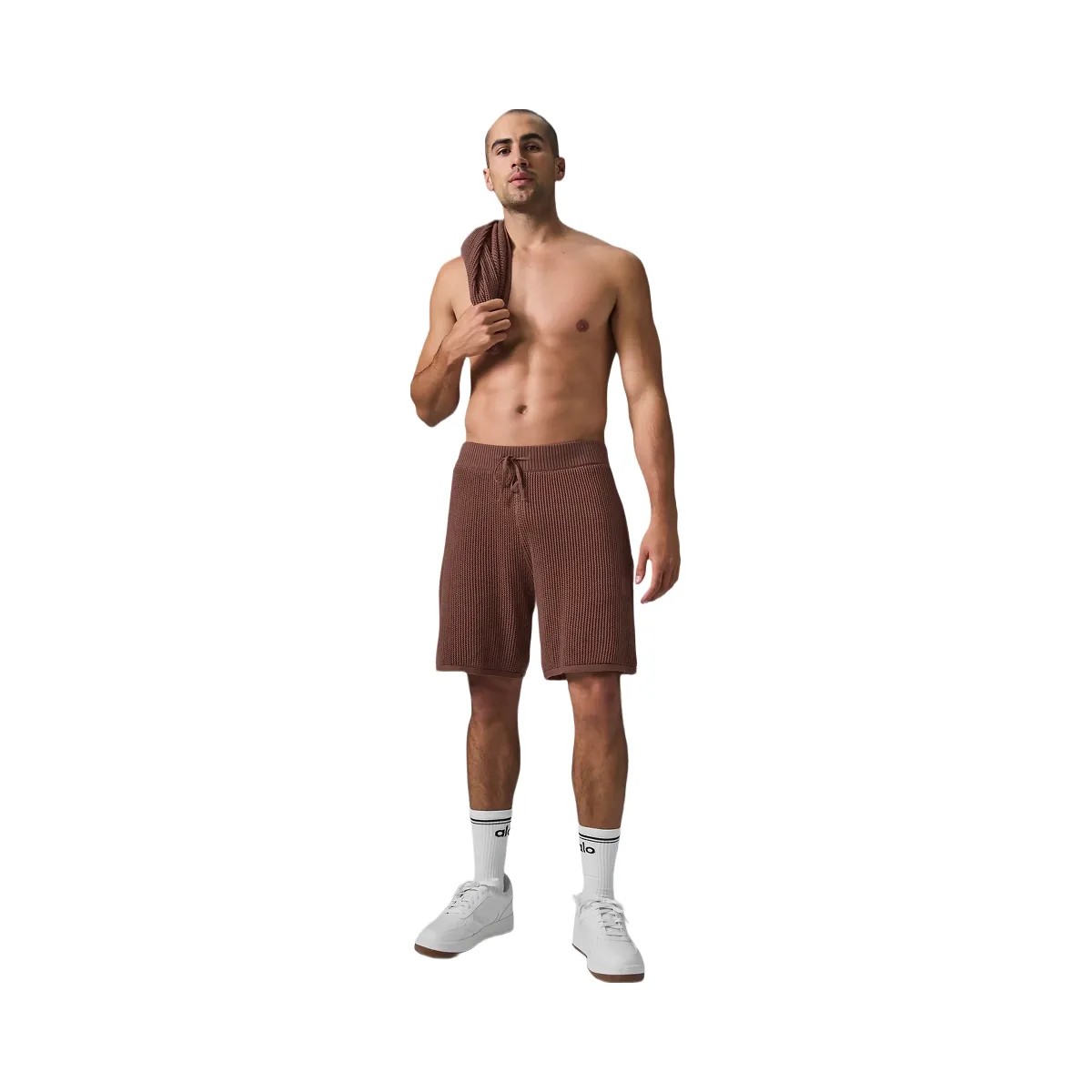 Alo Men's Open-Knit Short - Chestnut - HypeFly India View 1