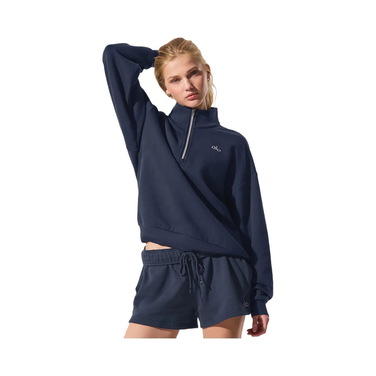 Alo Women's Accolade 1/4 Zip Pullover - Navy - HypeFly India View 4