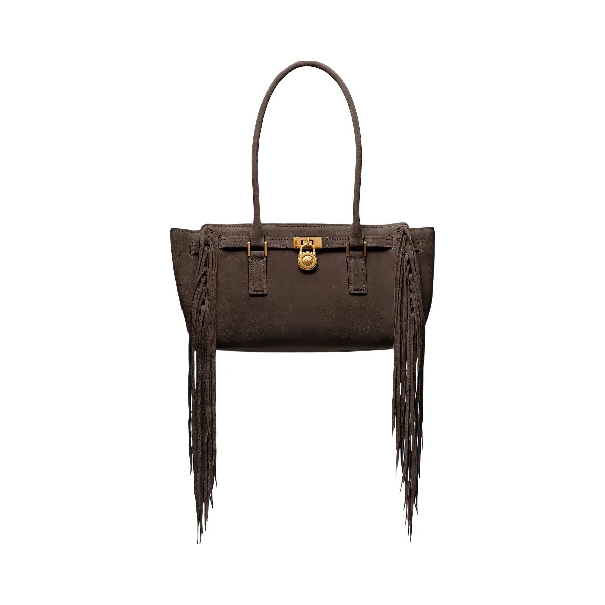 Michael Kors Hamilton Moderne Small Fringed Suede Satchel Chocolate - HypeFly India View 1