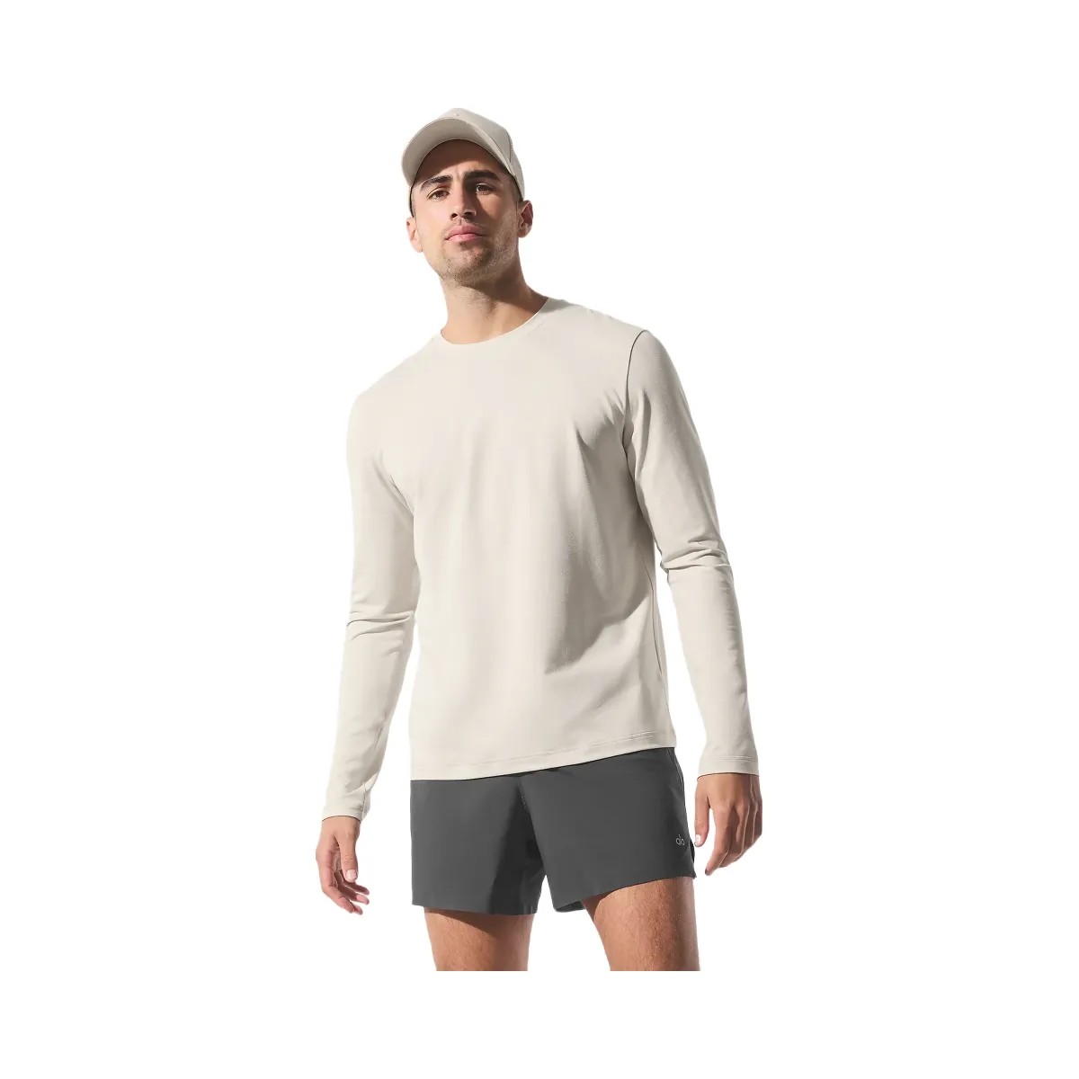 Alo Men's Conquer Reform Crewneck Long Sleeve - Bone - HypeFly India View 1