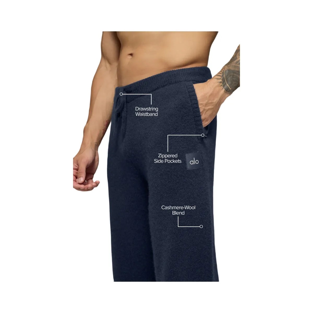 Alo Men's Wool Cashmere New Class Sweatpant - Navy - HypeFly India View 4