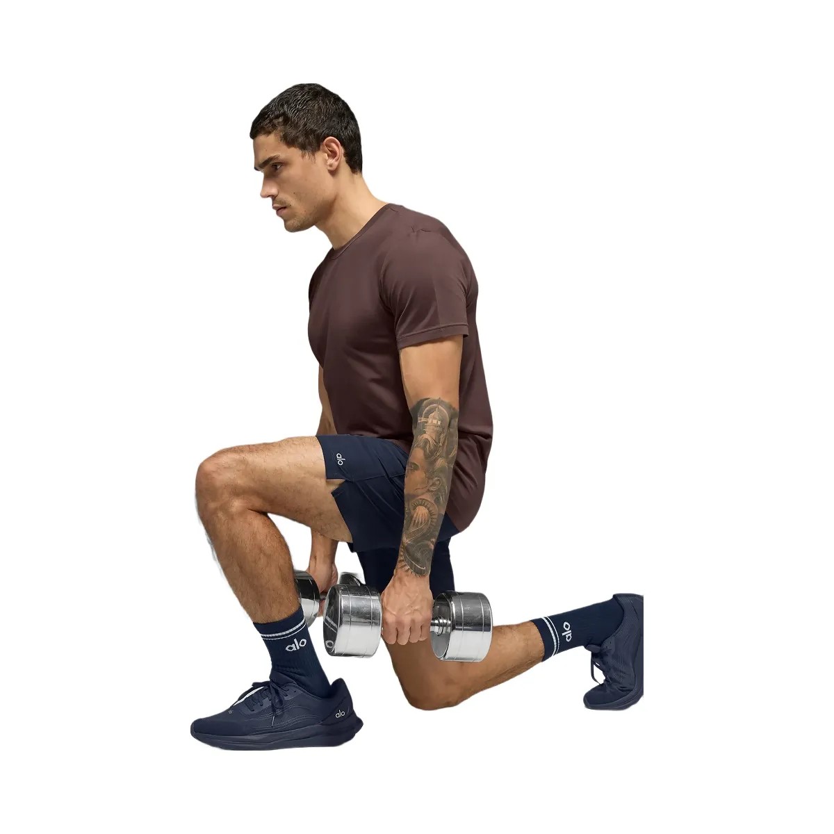 Alo Men's Conquer Reform Crewneck Short Sleeve - Brownstone - HypeFly India View 4