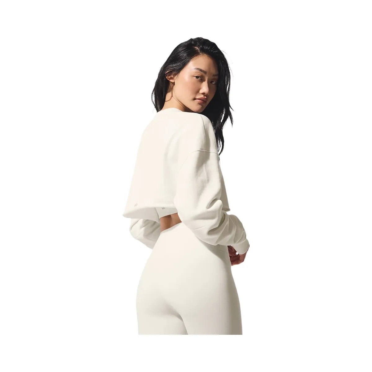 Alo Women's Extreme Cropped Pullover - Ivory - HypeFly India View 2