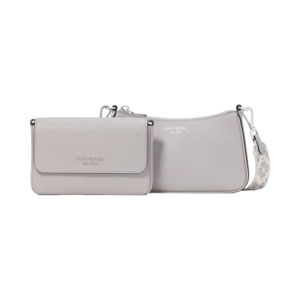 Kate Spade Double Up Webbed Strap Crossbody Nimbus Grey - HypeFly India View 1