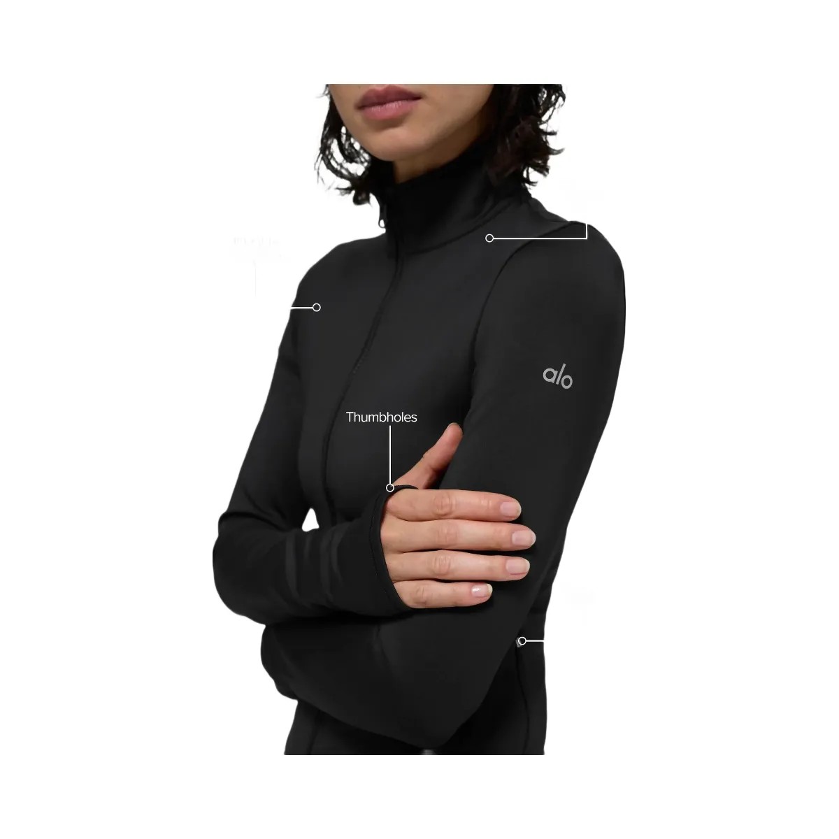 Alo Women's Airlift Winter Warm Radiant Full-Zip Jacket - Black - HypeFly India View 2
