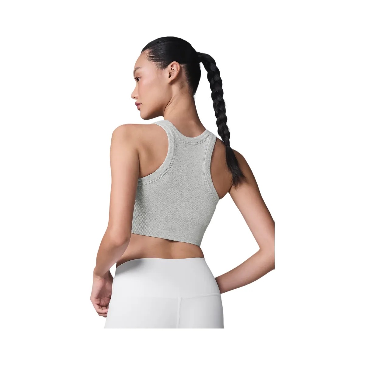 Alo Women's Seamless Delight High Neck Bra - Athletic Heather Grey - HypeFly India View 2