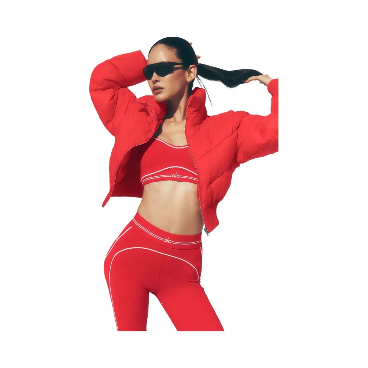 Alo Women's Airbrush Heart Throb Bra - Bright Red/White - HypeFly India View 5
