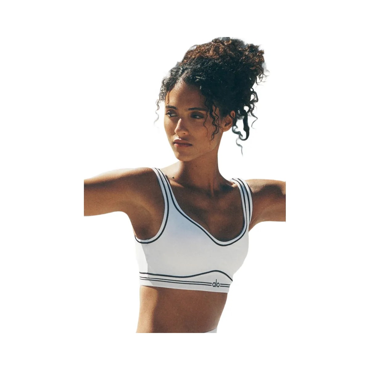 Alo Women's Airbrush Heart Throb Bra - White/Black - HypeFly India View 6