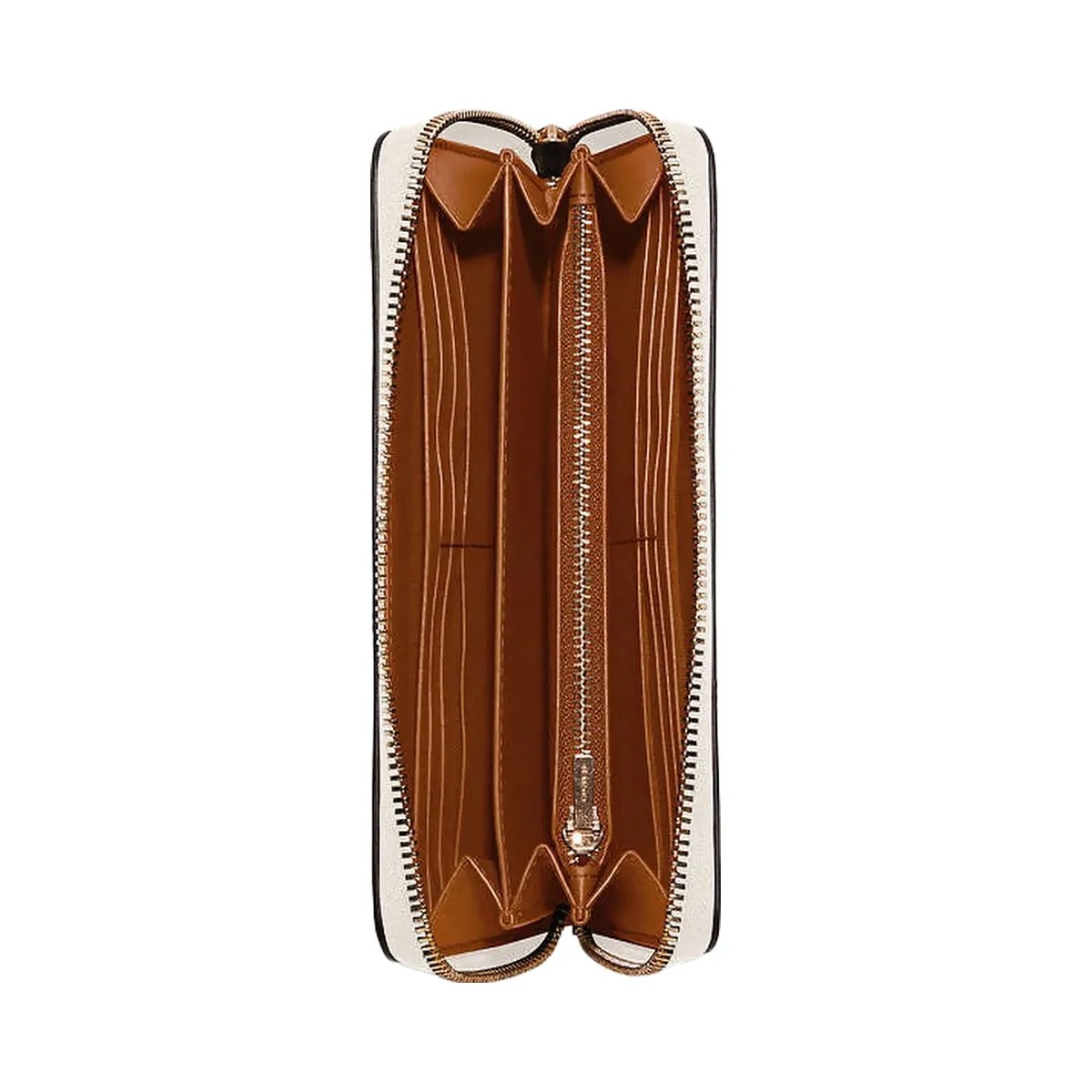 Coach Long Zip Around Wallet Pebbled Leather-Gold-Chalk - HypeFly India View 2
