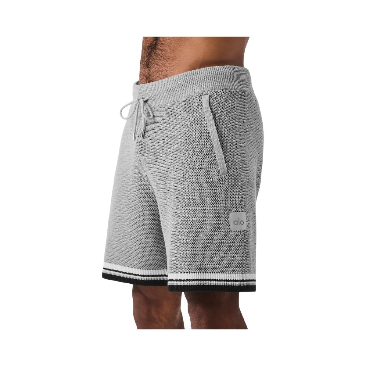 Alo Men's 7" Sports Club Sweater Knit Basketball Short - Athletic Heather Grey - HypeFly India View 3