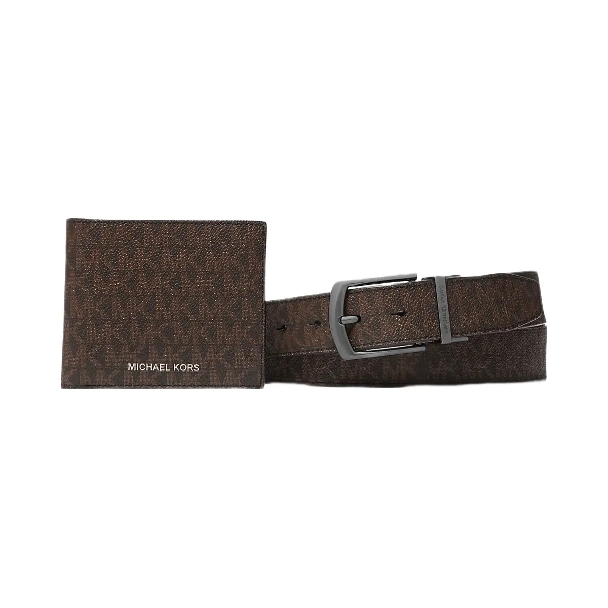 Michael Kors Signature Logo Billfold Wallet and Belt Gift Set Brown-Black - HypeFly India View 1