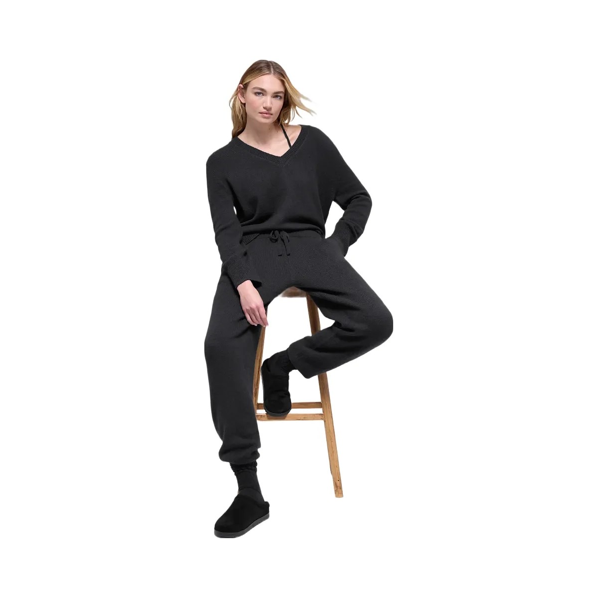 Alo Women's Wool Cashmere High-Waist New Class Jogger - Black - HypeFly India View 5