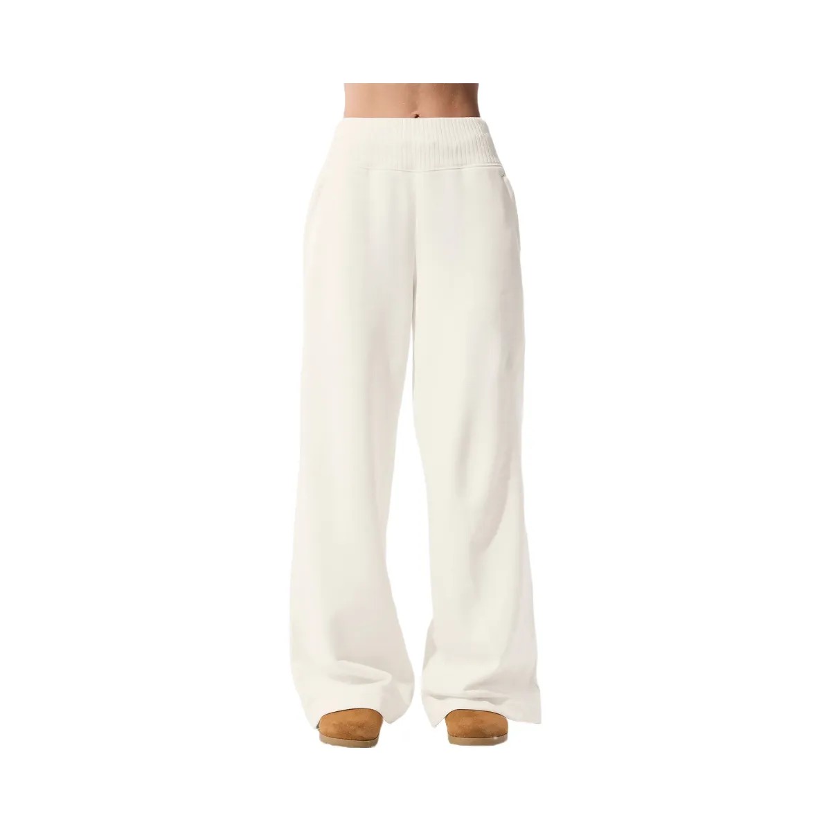 Alo Women's Serenity Wide Leg Sweatpant - Ivory - HypeFly India View 1