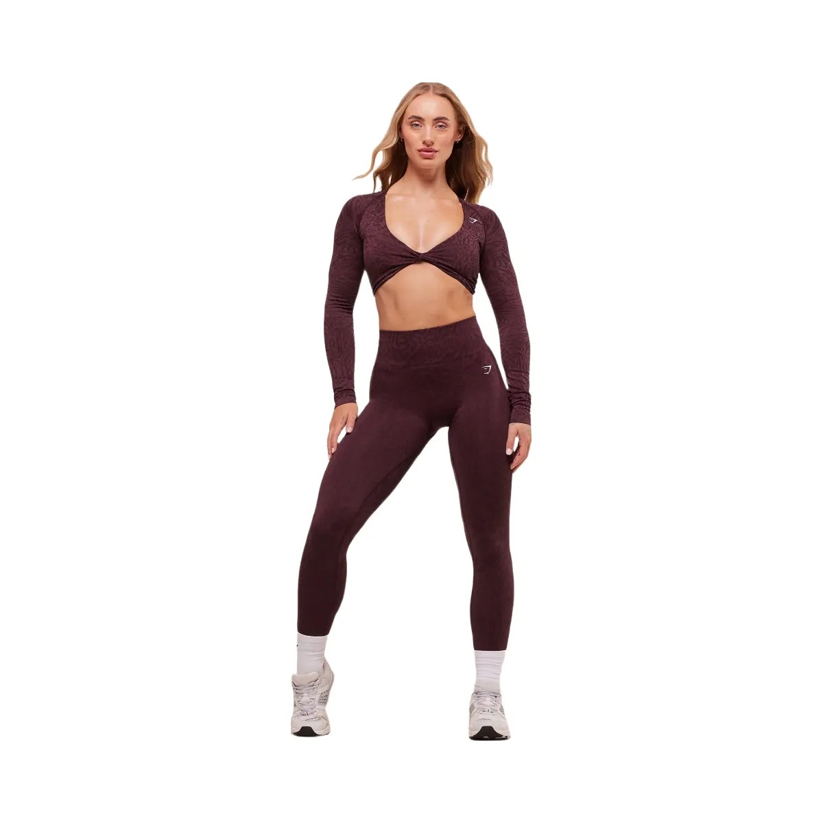 Gymshark Adapt Animal Long Sleeve Crop Top - Cherry Purple/Reset Pink - HypeFly India View 2