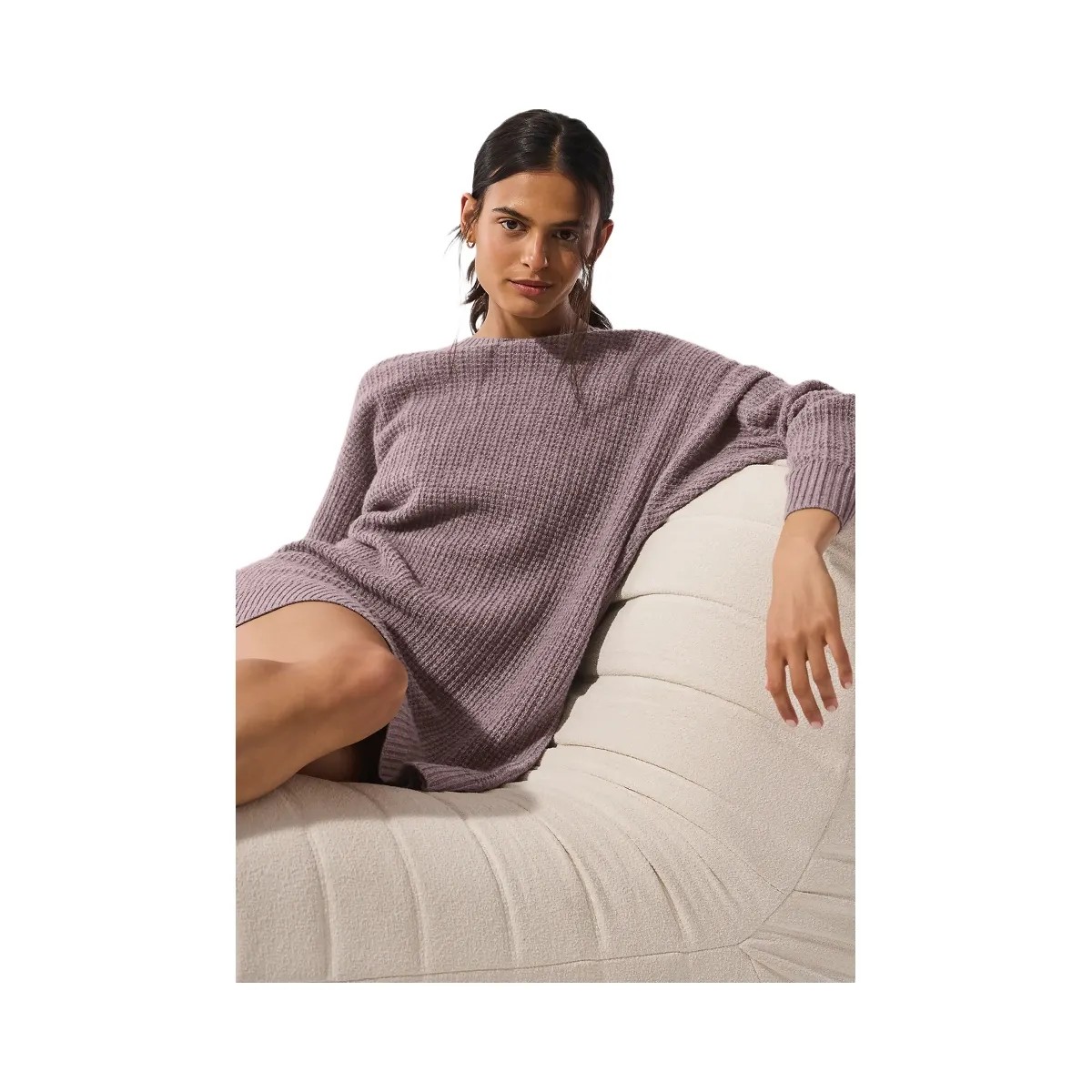 Alo Women's Cashmere Plush Waffle Dress - Mushroom Heather - HypeFly India View 4