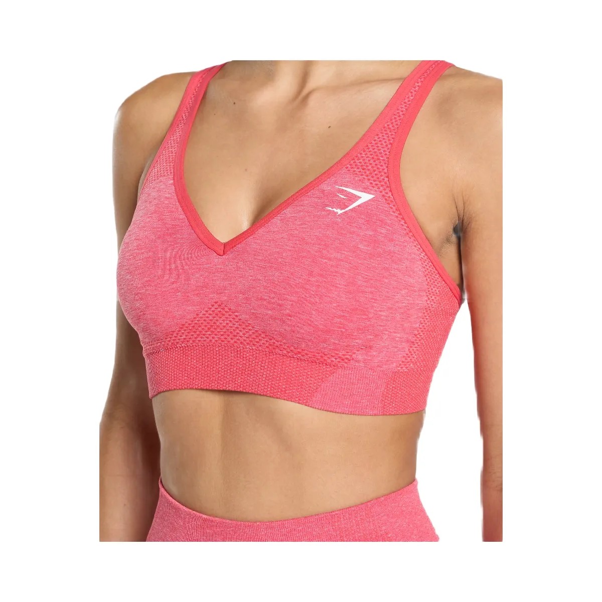 Gymshark Vital V Neck Sports Bra - Coral Red/Marl - HypeFly India View 4