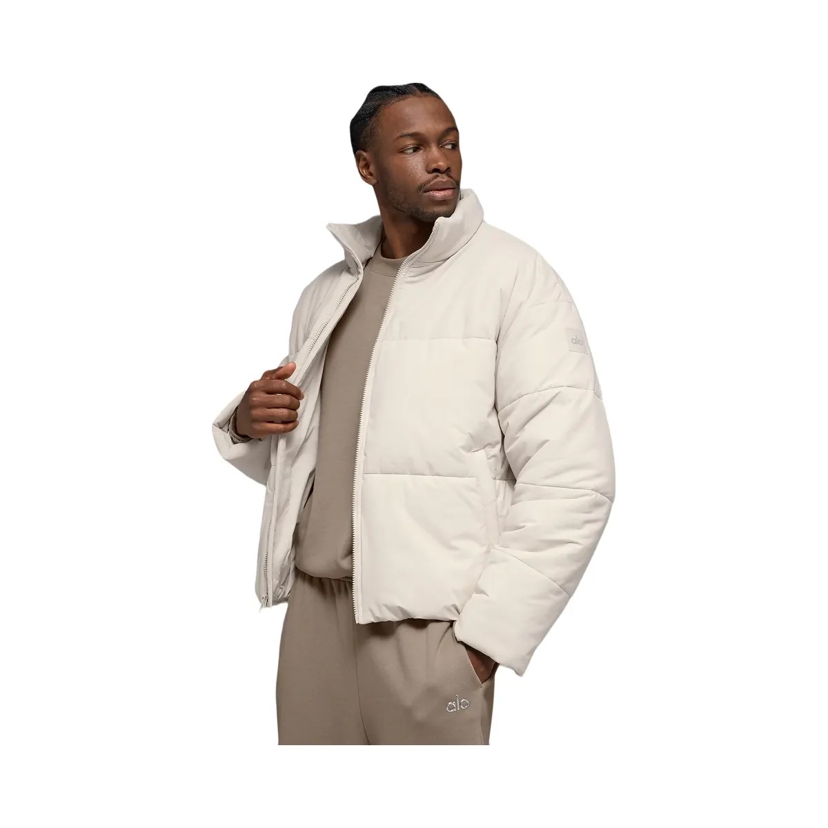 Alo Men's Stretch Woven Street Puffer - Bone - HypeFly India View 1