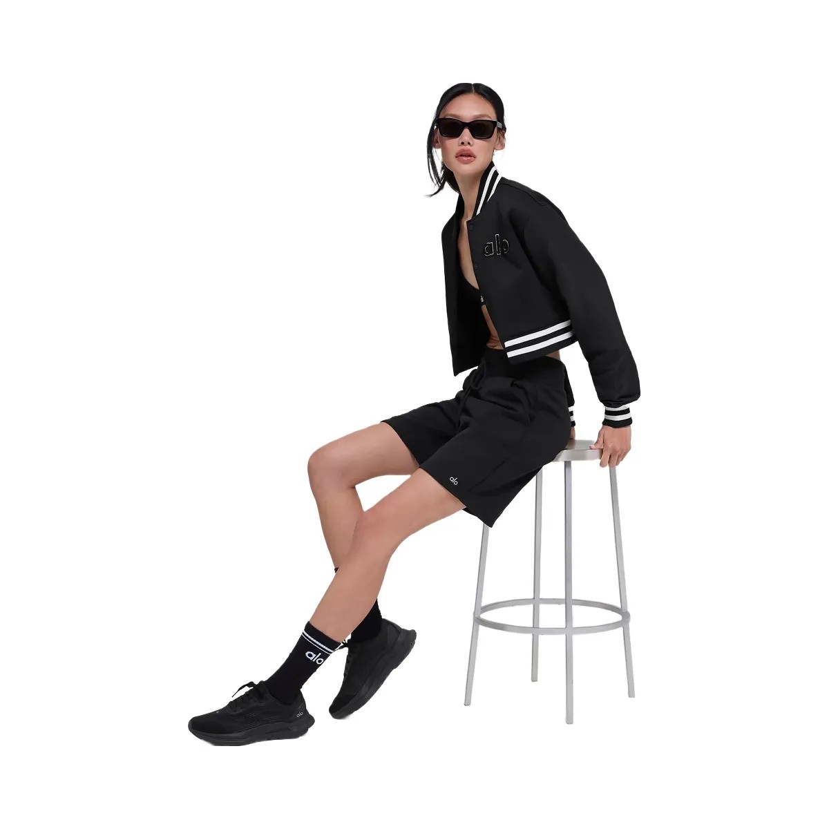 Alo Women's High-Waist Easy Sweat Short - Black - HypeFly India View 4