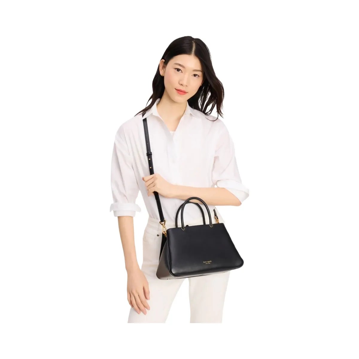 Kate Spade Grace Fine Grain Leather Medium Satchel Black - HypeFly India View 3