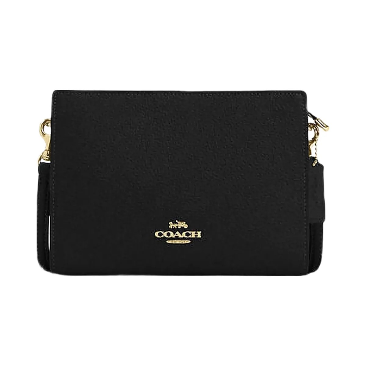 Coach Slim Crossbody Bag Pebbled Leather-Gold-Black - HypeFly India View 1
